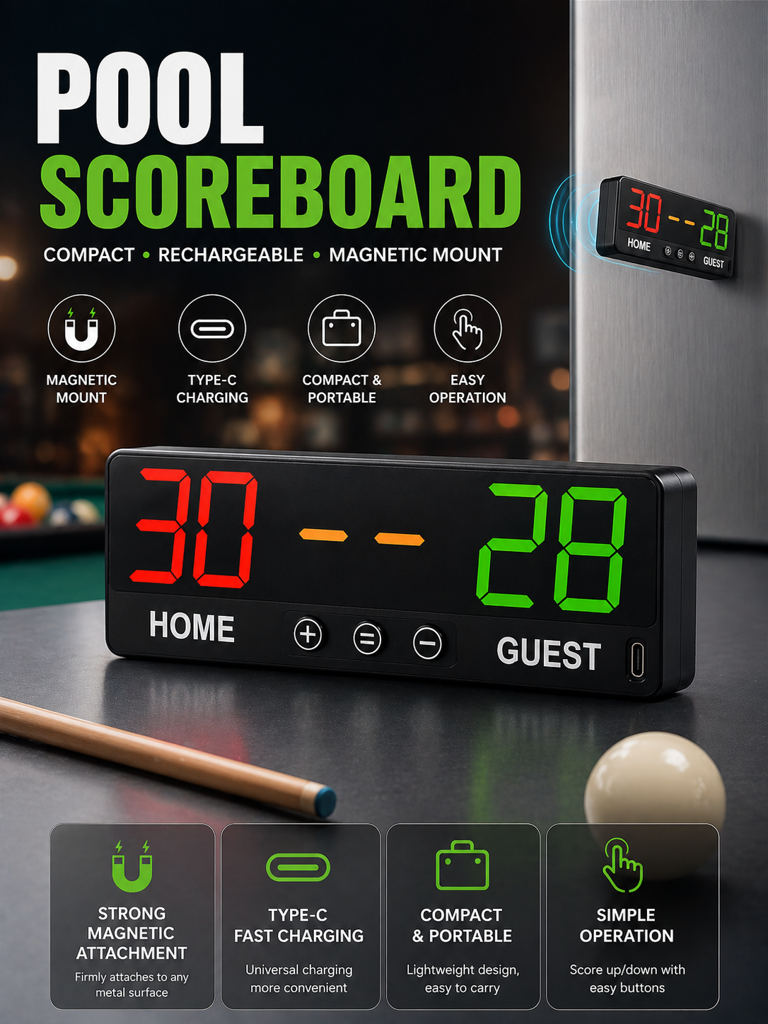 Scoreboard Digital - hit productCheetie LED Billiard Scoreboard Digital