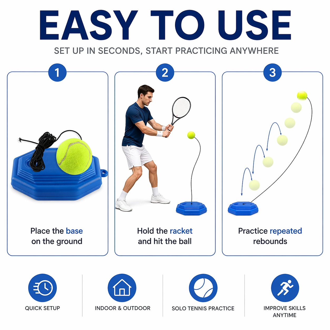 Portable Tennis Trainer Reboun - Badminton Smash recension och pris
